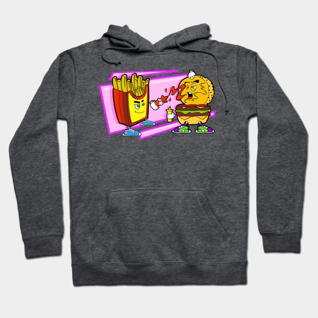 Food FIght Hoodie by Art by Nabes